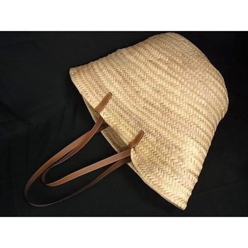 CELINE Triomphe Raffia Basket Bag Shoulder Tote Beige - Picture 5 of 7